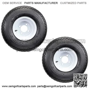 Two Golf Cart Tires On Rims 18 X 8.5 X 8 18-850-8 18X8.50-8 White 4 Lug 18 in.