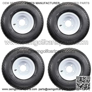 18x8.50-8 GTX OEM Golf Cart Wheels and Golf Cart Tires Combo - Set of 4 (18x8.5-8, White)