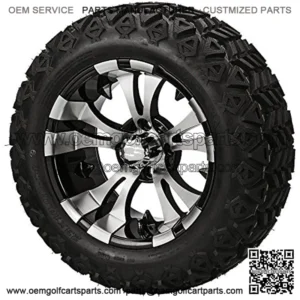 14" VAMPIRE Machined/Black Aluminum Wheels and 23x10-14" DOT All Terrain Golf Cart Tires Combo - Set of 4