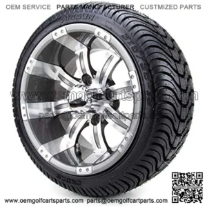 12" Gunmetal Tempest Golf Cart Wheels and Tires Combo Set of 4 with All Low Profile Tires
