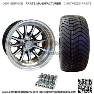 12" PHOENIX Machined / Black Wheels and 215/35-12" DOT Street Tires Combo - Set of 4