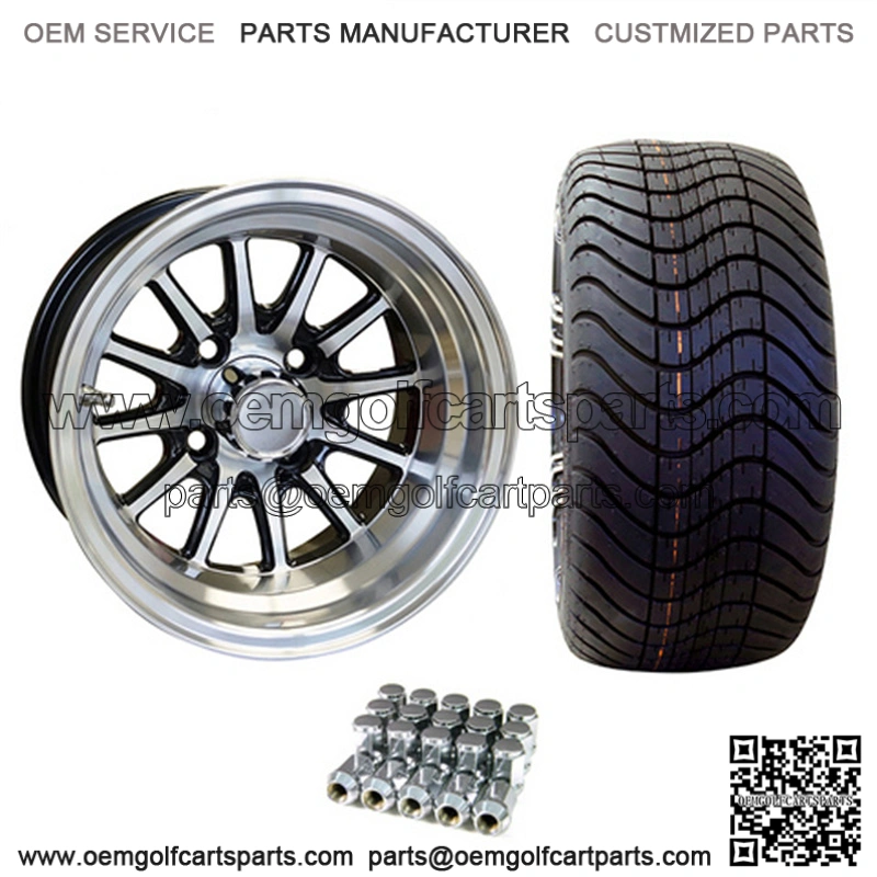 12" PHOENIX Machined / Black Wheels and 215/35-12" DOT Street Tires Combo - Set of 4