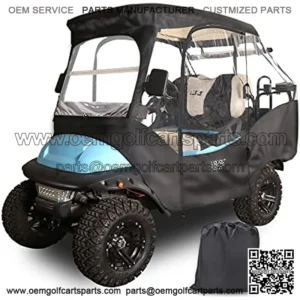 4 Passenger Golf Cart Enclosure for Club Car Precedent with Security Side Mirror Openings, Waterproof Portable Transparent Golf Cart Cover Storage Driving Enclosure - Passengers Can Sit in Back
