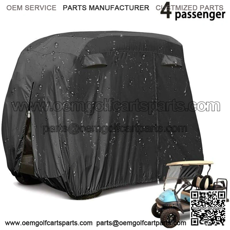 4 Passenger Golf Cart Cover For EZGO Club Car Yamaha Waterproof Enclosure Black