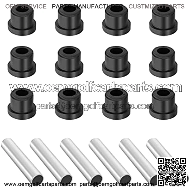 Golf Cart Bushing and Sleeve Kits, Rear Leaf Spring Bushing & Sleeves Kits for EZGO TXT 1994-UP and Club Car DS Models Gas & Electric 1981 + UP, 6 Sleeves and 12 bushings. 1012303 1015583