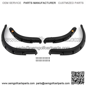 Premium Fender Flares Compatible For Club Car DS Golf Cart 1993-UP molded plastic Black Front Rear Wheels Pocket Style