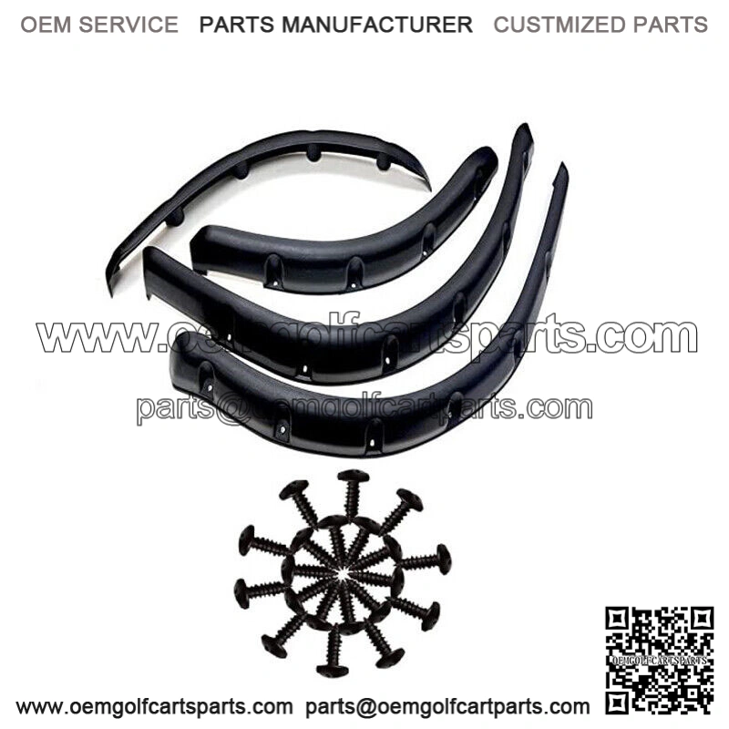 EZGO RXV Golf Cart Fender Flares (set of 4pcs) with black self-taping screws
