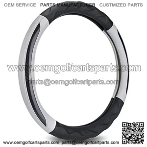 Pu Leather Microfiber Anti Slip Steering Wheel Cover for Most of Golf Cart(not Include EZGO) - Black Gray