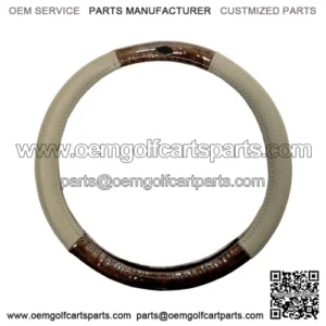 Golf Cart Steering Wheel Cover Universal Woodgrain and Tan