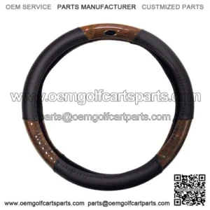 Golf Cart Steering Wheel Cover Universal Woodgrain and Black