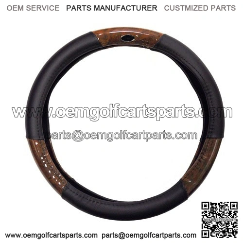 Golf Cart Steering Wheel Cover Universal Woodgrain and Black