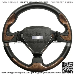 Yamaha 13" BONNEVILLE Woodgrain/Black Aluminum Golf Cart Steering Wheel (Fits all Years)
