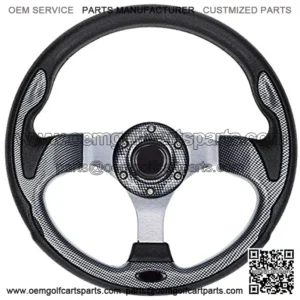 Universal 12.5 inch Golf Cart Steering Wheel for EZGO TXT RXV, Club Car DS Precedent, Yamaha G29 Drive and others - Light Gray