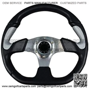 Silver Flat Bottom Deluxe Steering Wheel for Star Classic Golf Cart