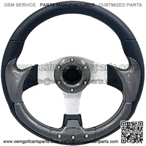 12.5 inch Golf Cart Steering Wheel For Golf Cart Club DS and Precedent Yamaha EZGO Steering Wheel (5156-Carbon Fiber)