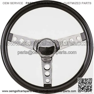 3-Spoke Chrome 13.5" Golf Cart Steering Wheel
