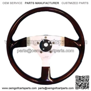 3-Spoke Faux Wood Golf Cart Steering Wheel
