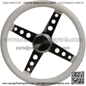 Classic White Gloss With Chrome Golf Cart Steering Wheel