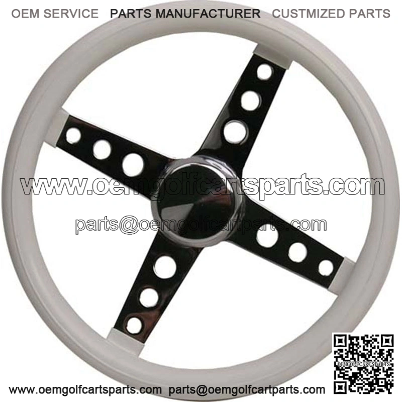 Classic White Gloss With Chrome Golf Cart Steering Wheel