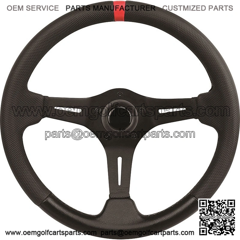 3-Spoke Black and Red 13.75" Golf Cart Steering Wheel
