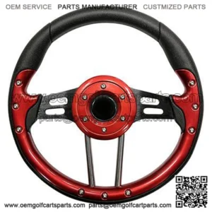 Golf Cart Steering Wheel Red Grip Black Spokes 13 Inch