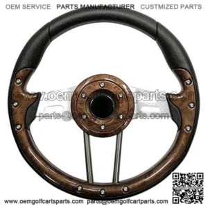 Golf Cart Steering Wheel Woodgrain Grip Aluminum Spokes 13 Inch