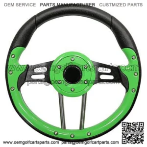 Golf Cart Steering Wheel Lime Green Grip Black Spokes 13 Inch