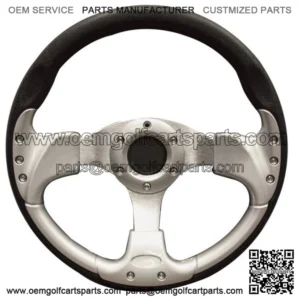 Golf Cart Steering Wheel 13 Inch Black Silver Club Car Ezgo Yamaha