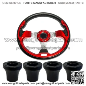 Ultra Red Golf Cart Steering Wheel W/ Hub Adapter Black For EZGO Club Car Yamaha