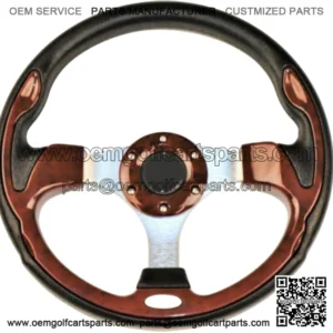 Vintage Golf Cart Steering Wheel Wood Grain logo 12.5" EZGO YAMAHA Club Car