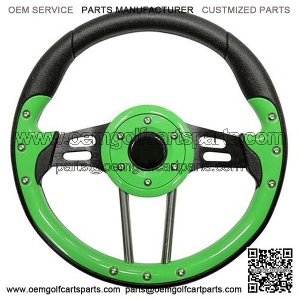 Golf Cart Steering Wheel - 4, 13" Diameter (Lime Green Grip/Black Spokes)