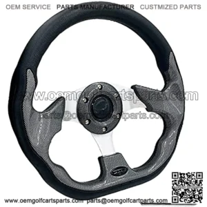 12.5 inch Golf Cart Steering Wheel for EZGO TXT RXV Club Car DS nd Club Car Precedent Carbon Fiber Universal EZGO Yamaha Golf Cart Steering Wheel with Wrench