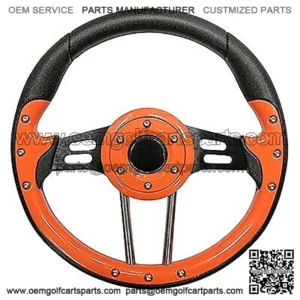 Golf Cart Steering Wheel- Aviator Orange & Black- 13.Diameter