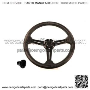 Rally Carbon Fiber Wrapped Golf Cart Steering Wheel & Adapter for EZGO TXT/RXV