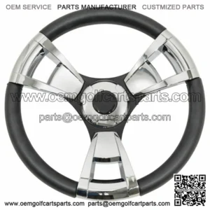 Gussi Model 13 Black/Chrome Steering Wheel for EZGO & STAR Golf Carts