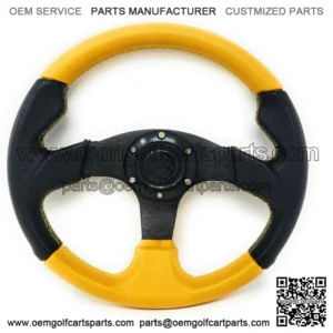 12.5" Steering Wheel w/ Horn Yellow 6 Hole,EZGO Club Car Boat UTV Golf Cart