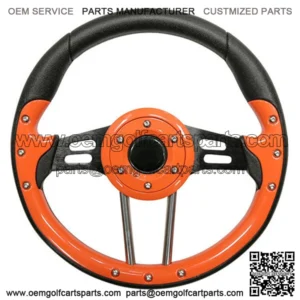 Club Car Precedent 13" Aviator-4 Orange Grip Golf Cart Steering Wheel w/ Black Spokes (Fits all Years)