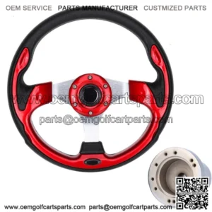 RED Golf Cart Steering Wheel and Chrome Adapter For Yamaha G1-G29 Parts