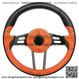Golf Cart Steering Wheel- Aviator Orange & Black- 13" Diameter