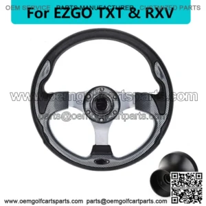 Golf Cart Steering Wheel w/ Black Hub Adapter for EZGO RXV TXT Parts