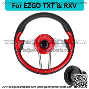 Red Golf Cart Steering Wheel + Black Adapter for EZGO TXT RXV Cart Parts