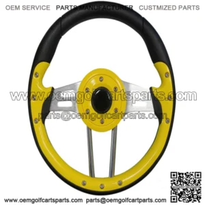 Golf Cart Steering Wheel- Yellow Grip/ Black Spokes 13" Diameter