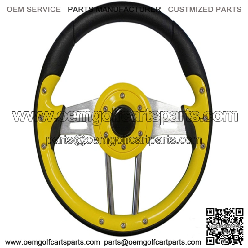 Golf Cart Steering Wheel- Yellow Grip/ Black Spokes 13" Diameter