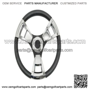 Gussi Chrome & Black Steering Wheel for Yamaha G16-Drive II Golf Carts