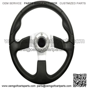 Golf Cart Steering Wheel- Formula GT Black Grip/ Brushed Aluminum Spokes