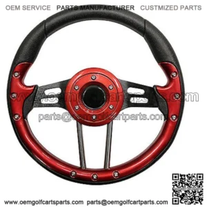 Golf Cart Steering Wheel- Red w/ Black Spokes 13" Diameter