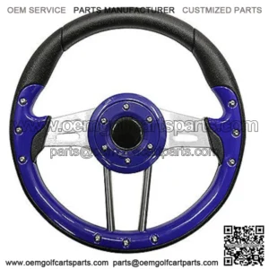 Golf Cart Steering Wheel- Blue Grip with Brushed Aluminum Spokes- 13" Diameter