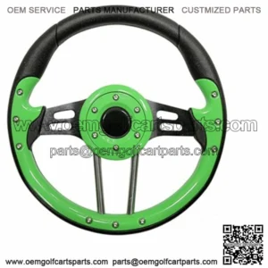 Golf Cart Steering Wheel- Lime Green Grip with Black Spokes- 13" Diameter