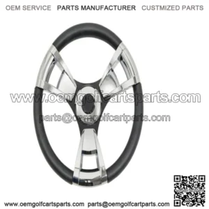 Gussi Chrome & Black Steering Wheel for Club Car Precedent Golf Carts 2004+