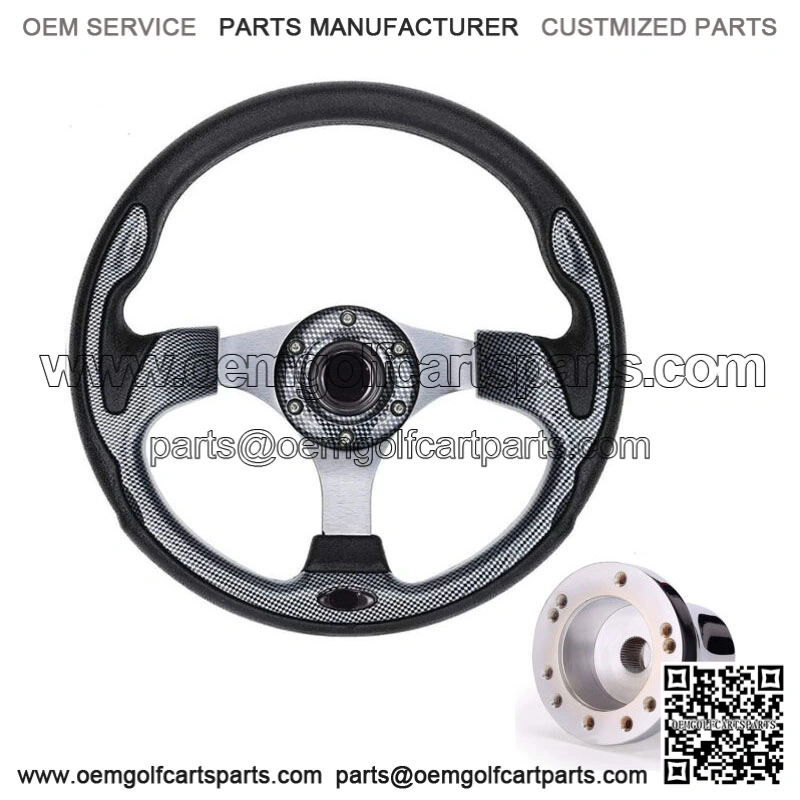 12.5inch Golf Cart Steering Wheel with 5/6 Hole Hub Adapter for EZGO TXT RXV